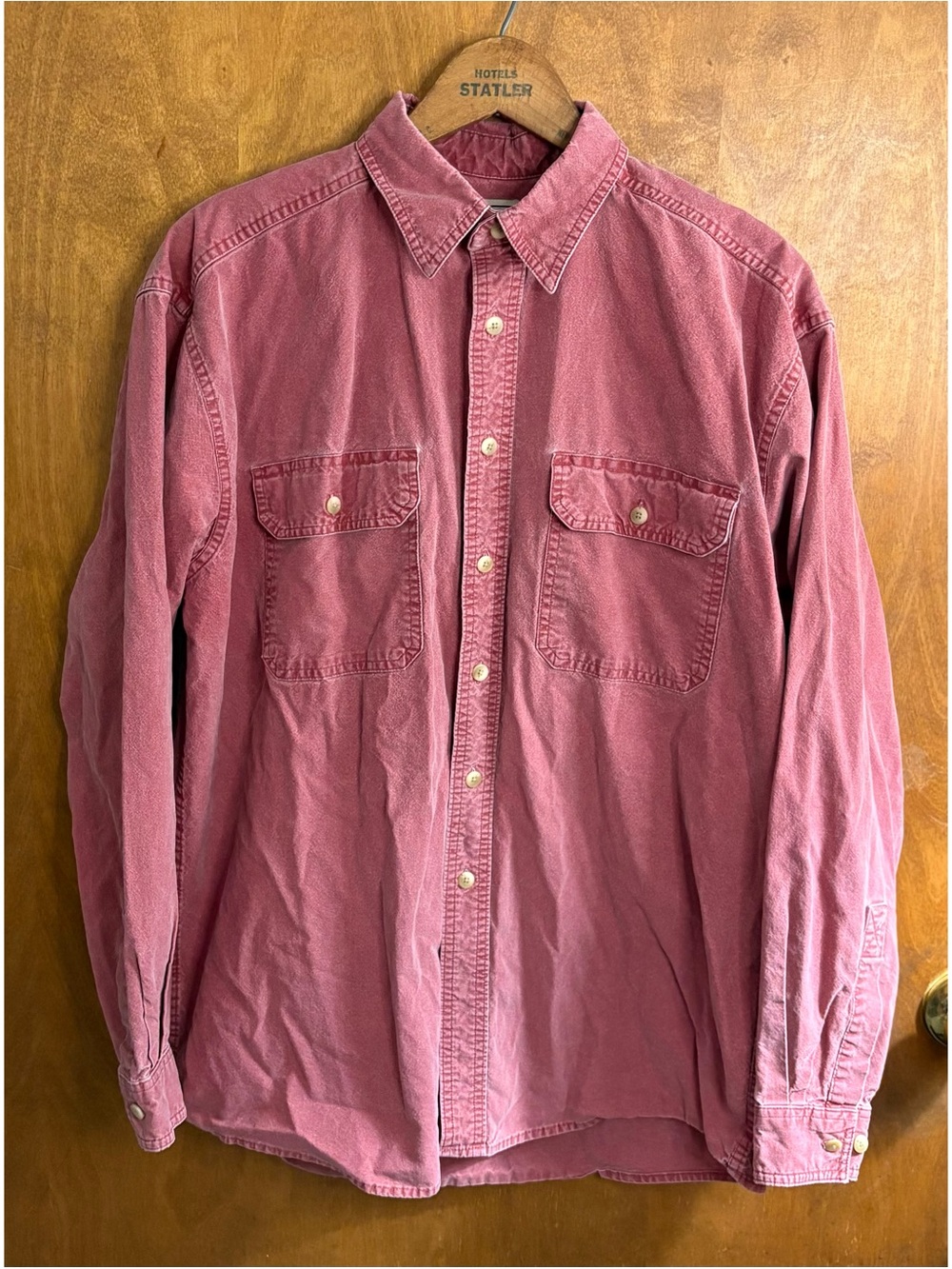 L.L. Bean Men's Red Sunwashed Canvas Button Down Shirt Medium Gorpcore Utility